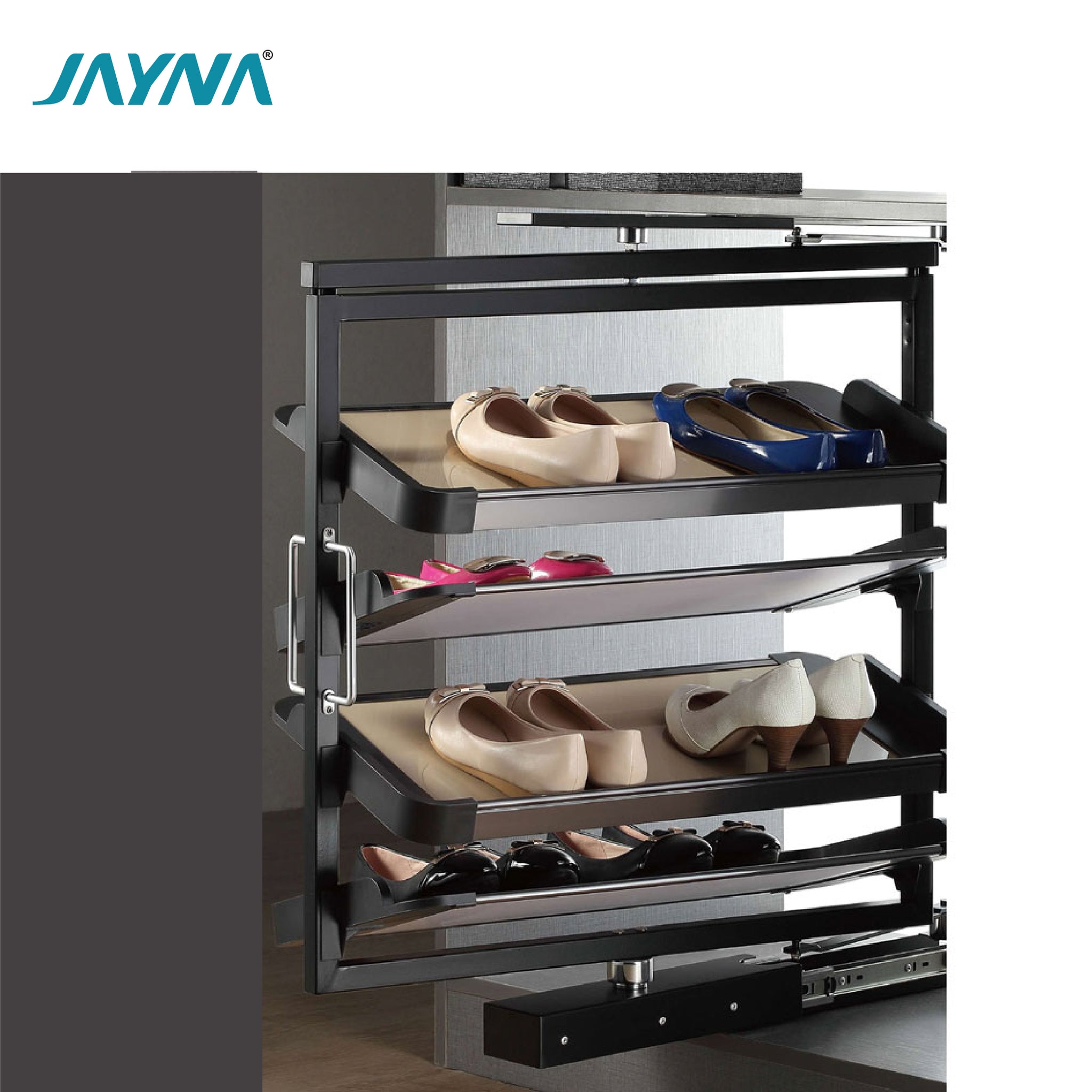 JAYNA 6 LAYER REVOLVING PULLOUT SHOE CABINET STORAGE SHOE RACK – JYNG503D