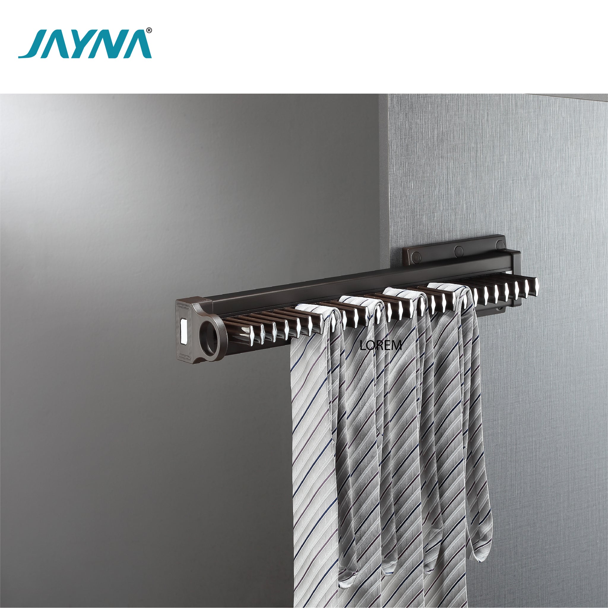 JAYNA SIDE MOUNTED PULL OUT TIE RACK AND HANGER WITH SOFT CLOSING SLIDE – JYNG1305B-1