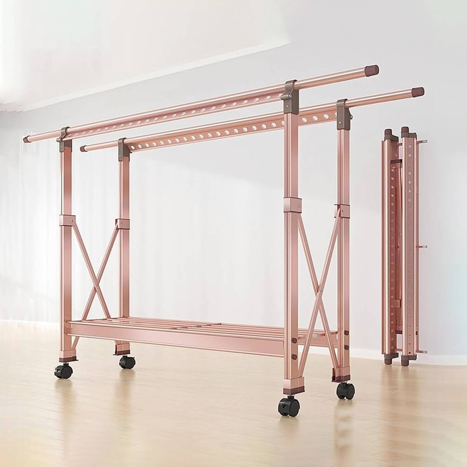 Retractable Aluminum Clothes Hanger with Double Rods