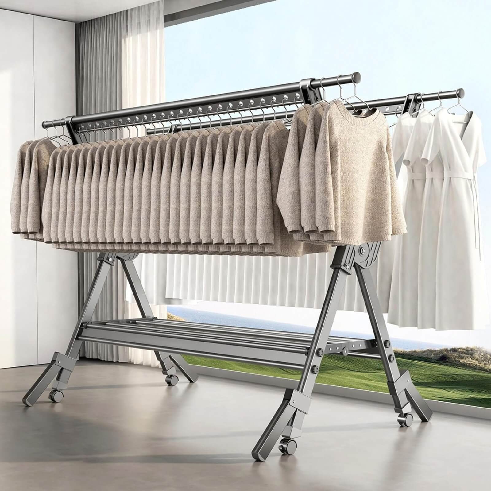 Aluminum Indoor Clothes Drying Stand (3) (1) Aluminum Indoor Clothes Drying Stand